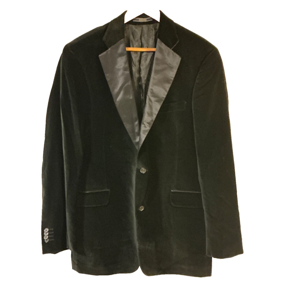 Arnold Brant Blazer Black Jacket Men's 2 Button Black Velvet Made in Italy
